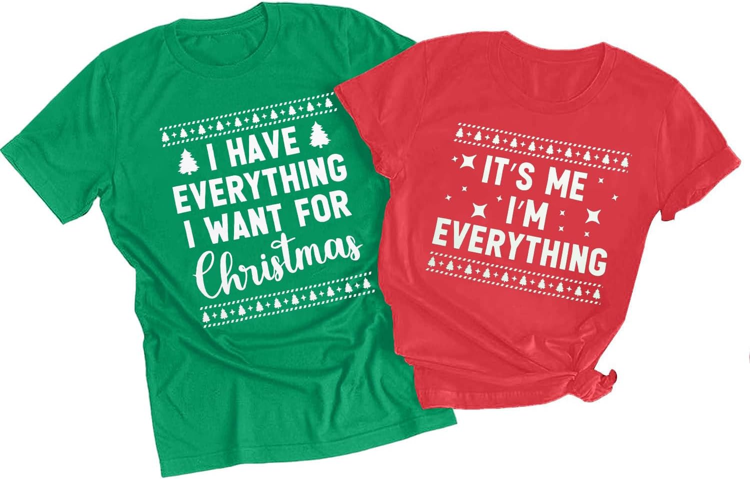 Christmas Couples His and Her Shirt: Family Matching Xmas Outfits Sets - Funny Holiday Graphic Pajamas Tees Top
