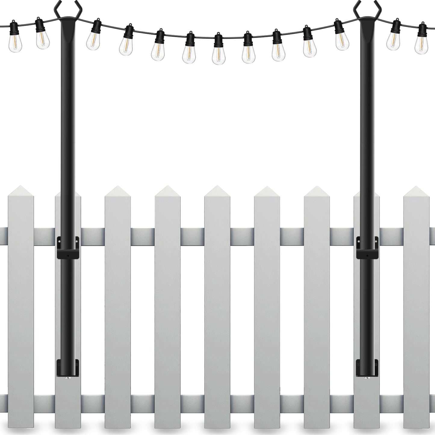 2 Pack String Light Poles,10 Ft Light Poles for Outside String Lights,Outdoor Lights Pole with Fork,Metal Poles Stand for Patio Deck Backyard