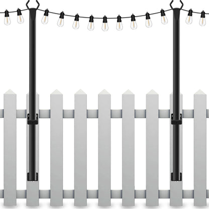 2 Pack String Light Poles,10 Ft Light Poles for Outside String Lights,Outdoor Lights Pole with Fork,Metal Poles Stand for Patio Deck Backyard