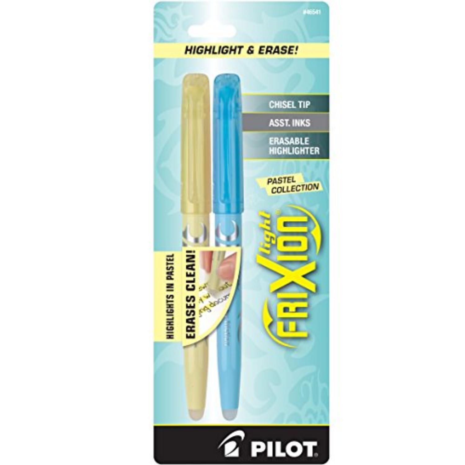 Pilot, FriXion Light Pastel Erasable Highlighters, Chisel Tip, Pack of 5, Pastel Blue, Pink, Yellow, Green & Purple