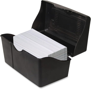 Advantus Stackable Flip Top 3 x 5 Index Card Holder, 300 Card Capacity Box, Black, 3.5 H x 5.5 L x 3 W Inches, 45001