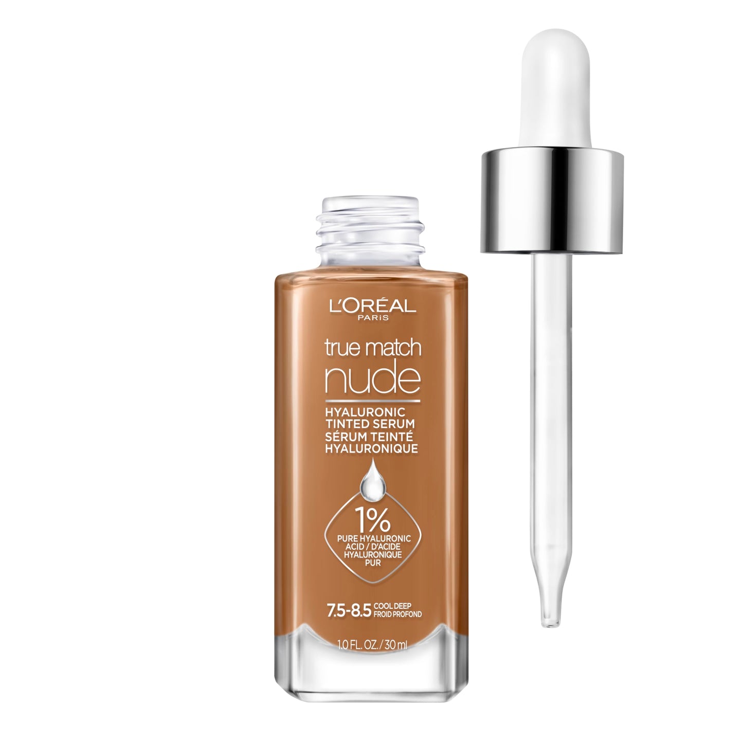 L'Oreal Paris True Match Nude Hyaluronic Tinted Serum Foundation with 1% Hyaluronic acid, Medium 4-5, 1 fl. oz.