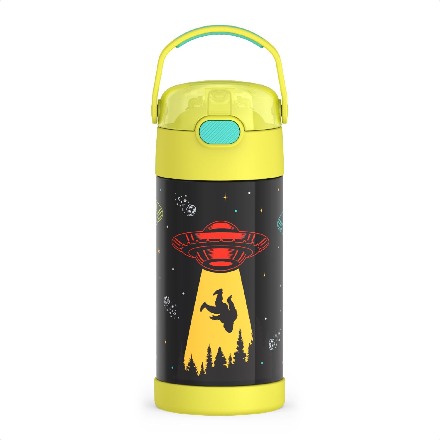 THERMOS FUNTAINER Water Bottle with Straw - 12 Ounce - Kids Stainless Steel Vacuum Insulated Water Bottle with Lid, Mod Flowers