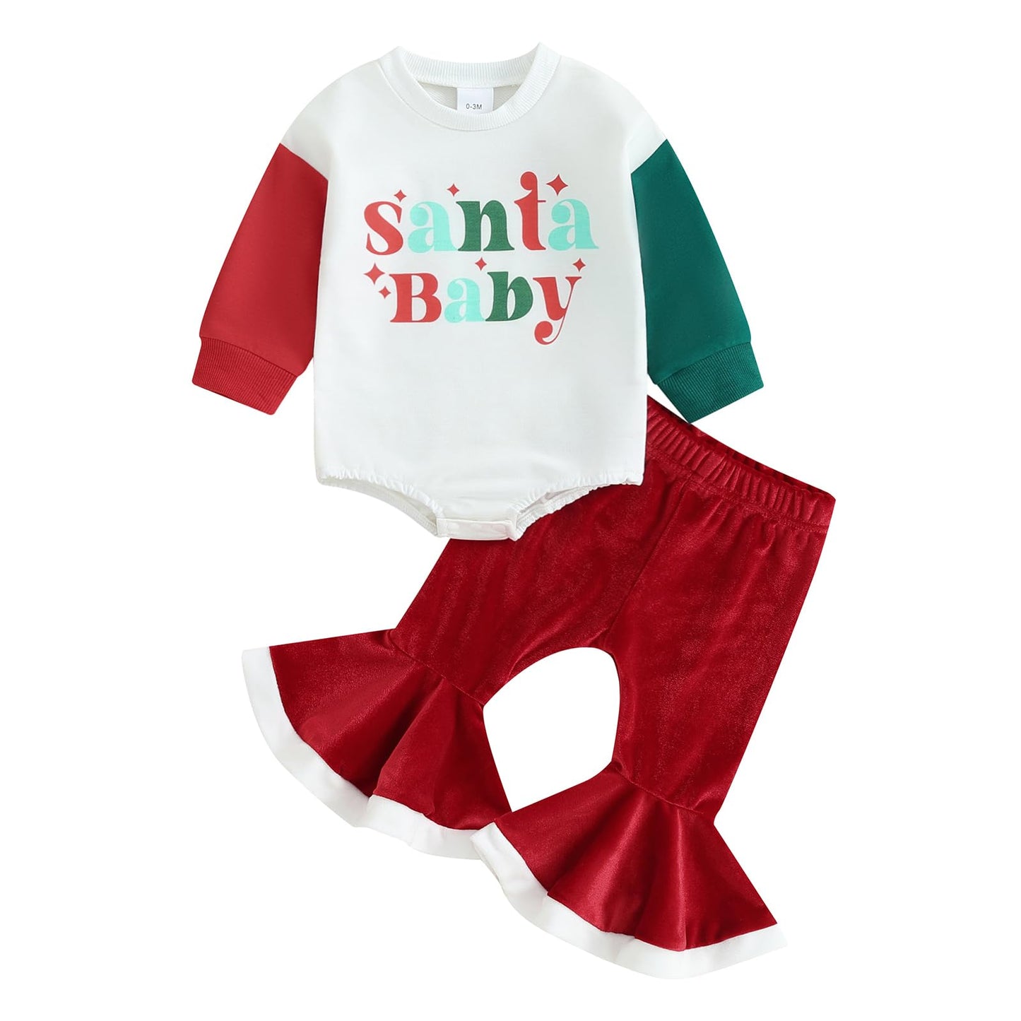 Baby Girl My 1st Christmas Outfits Letter Long Sleeve Romper Tops+Bell Bottom Pants+Headband 3 Pcs Clothes Set