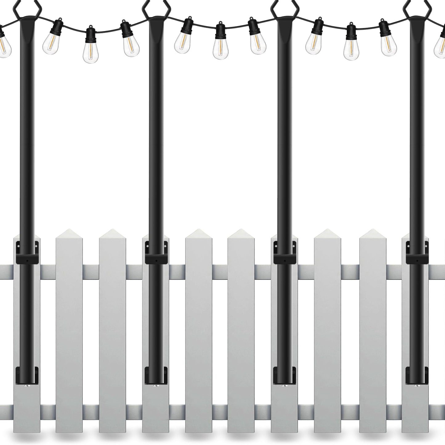 2 Pack String Light Poles,10 Ft Light Poles for Outside String Lights,Outdoor Lights Pole with Fork,Metal Poles Stand for Patio Deck Backyard