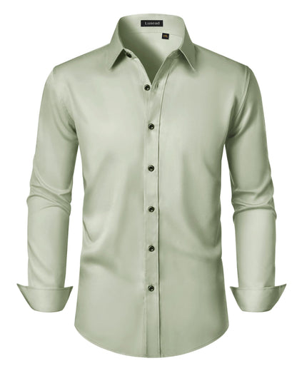 Men's Dress Shirts Long Sleeve Stretch Wrinkle Free Slim Fit Wedding Formal Button Down Shirt