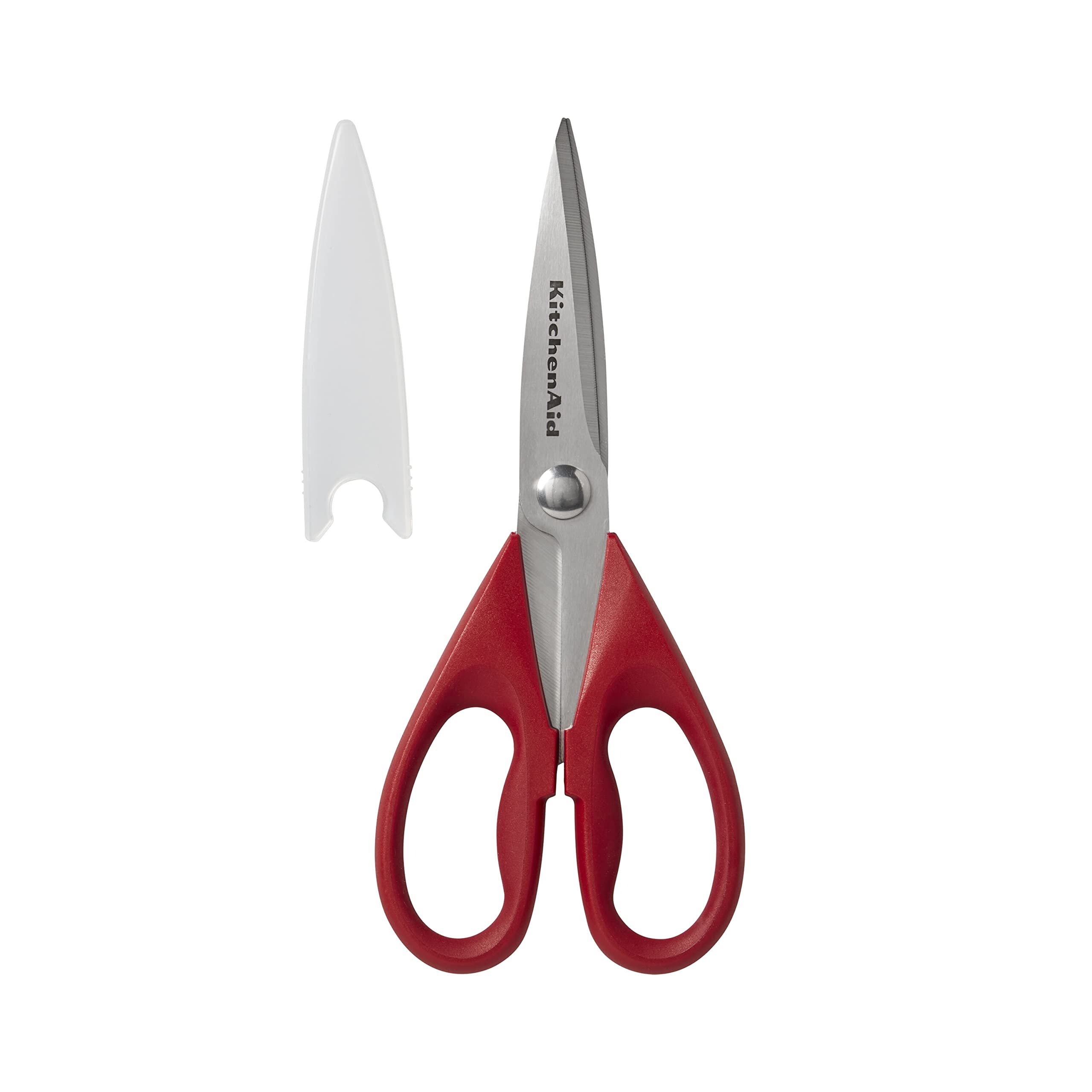 KitchenAid All Purpose Kitchen Shears with Protective Sheath Durable Stainless Steel Scissors, Dishwasher Safe, Soft Grip Comfort Handle, 8.72 Inch, Black