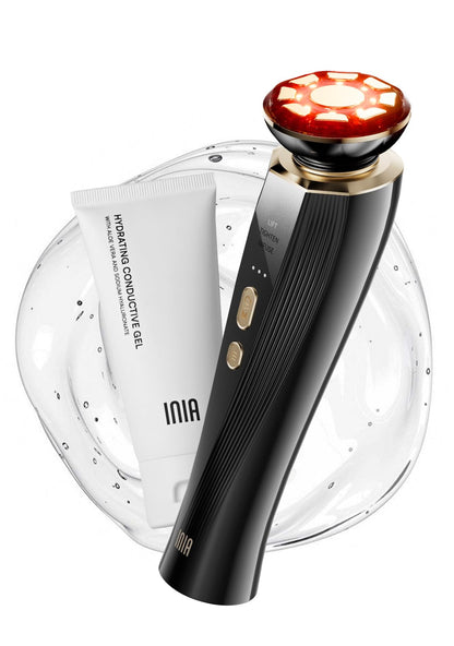 INIA 3-in-1 Red Light Therapy for Face and Neck Beauty Device for Puffiness & Skin Firming Skincare Tool (White)