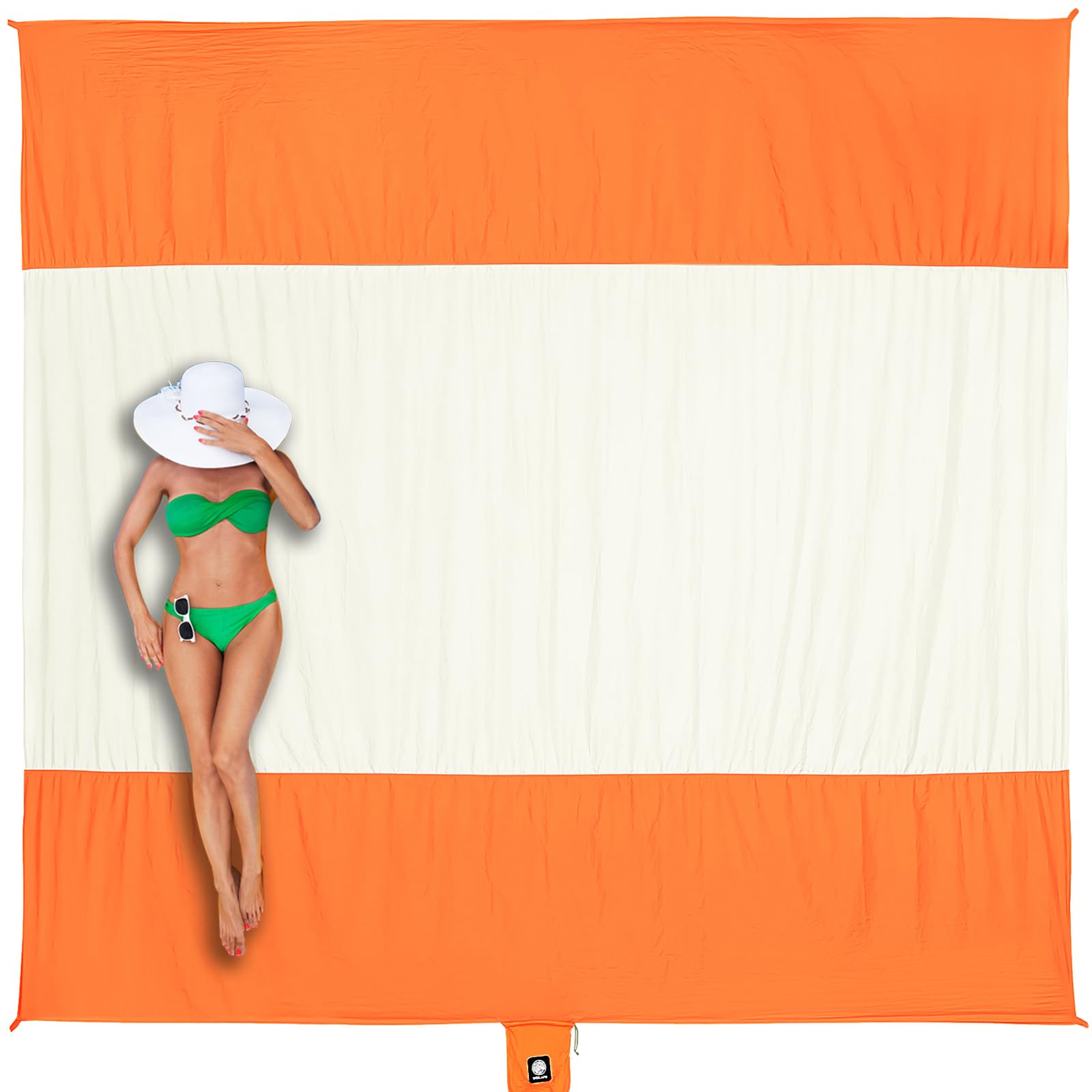 WEKAPO Beach Blanket Sandproof Waterproof, Extra Large Beach Mat, Oversized & Compact Sand Free Mat Quick Drying, Lightweight & Durable with 6 Stakes & 4 Corner Pockets