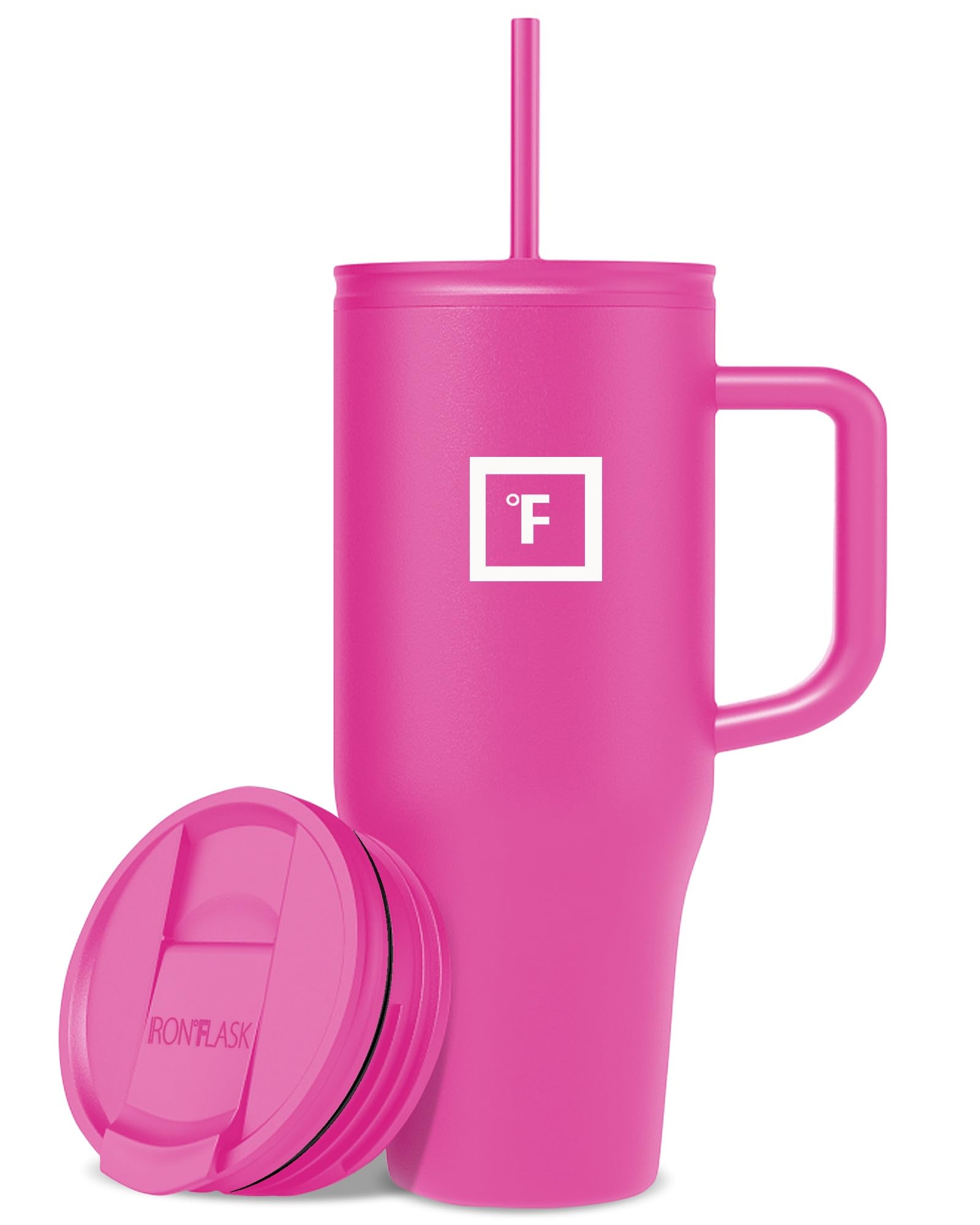 IRON °FLASK Co-Pilot Insulated Mug w/Straw & Flip Cap Lids - Cup Holder Bottle for Hot, Cold Drink - Leak-Proof - Water, Coffee Portable Travel Mug - Aurora, 40 Oz