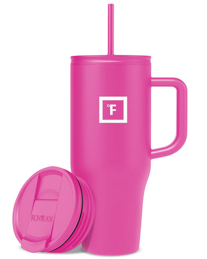 IRON °FLASK Co-Pilot Insulated Mug w/Straw & Flip Cap Lids - Cup Holder Bottle for Hot, Cold Drink - Leak-Proof - Water, Coffee Portable Travel Mug - Aurora, 40 Oz