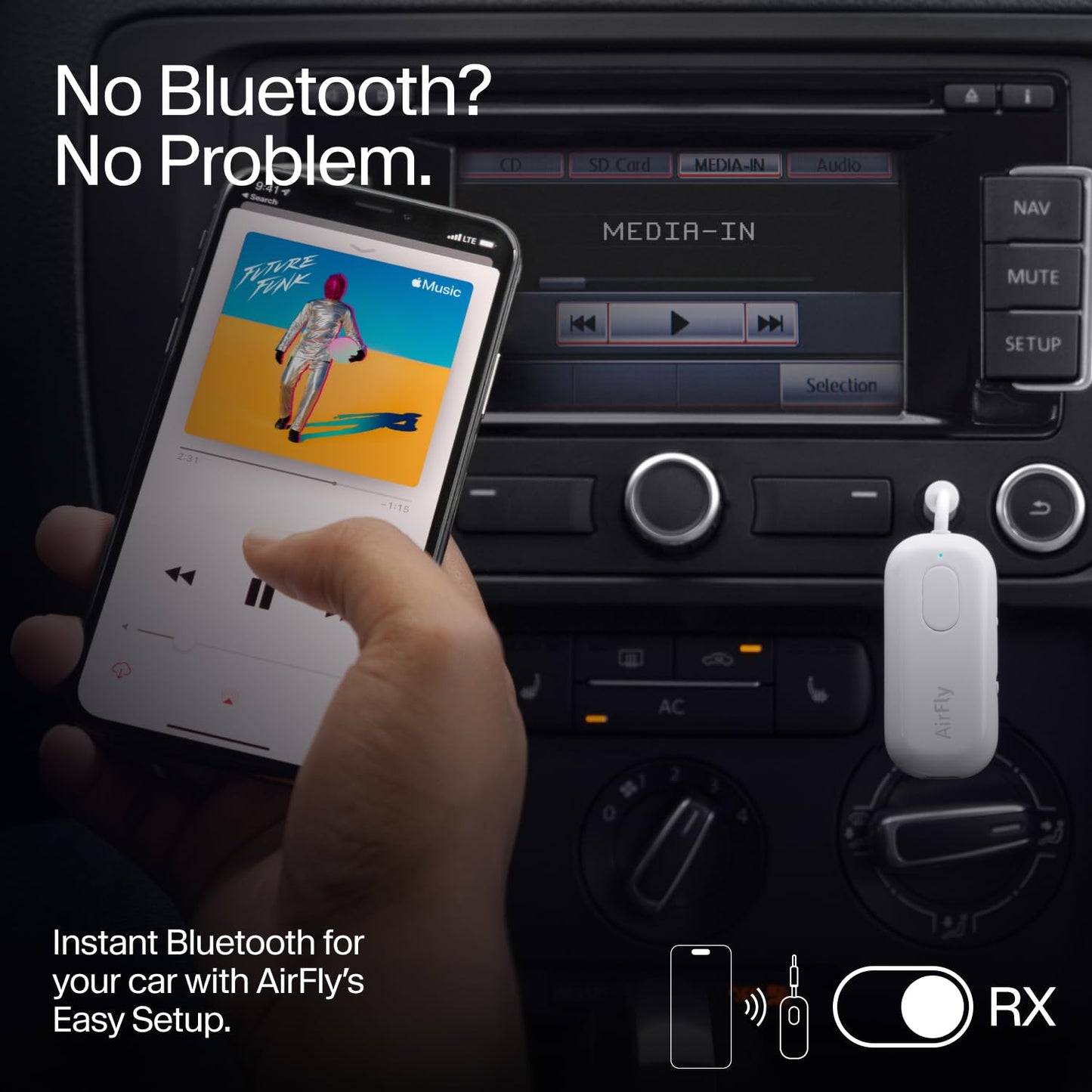AirFly Pro 2 Deluxe – Bluetooth Adapter for Airplane, Pair 2 AirPods or Wireless Headphones – 3.5mm AUX Bluetooth Transmitter/Receiver for Cars, Boats, Treadmills, TVs – Airplane Travel Essentials