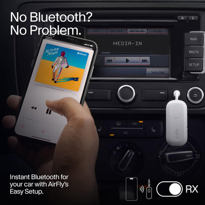 AirFly Pro 2 Deluxe – Bluetooth Adapter for Airplane, Pair 2 AirPods or Wireless Headphones – 3.5mm AUX Bluetooth Transmitter/Receiver for Cars, Boats, Treadmills, TVs – Airplane Travel Essentials