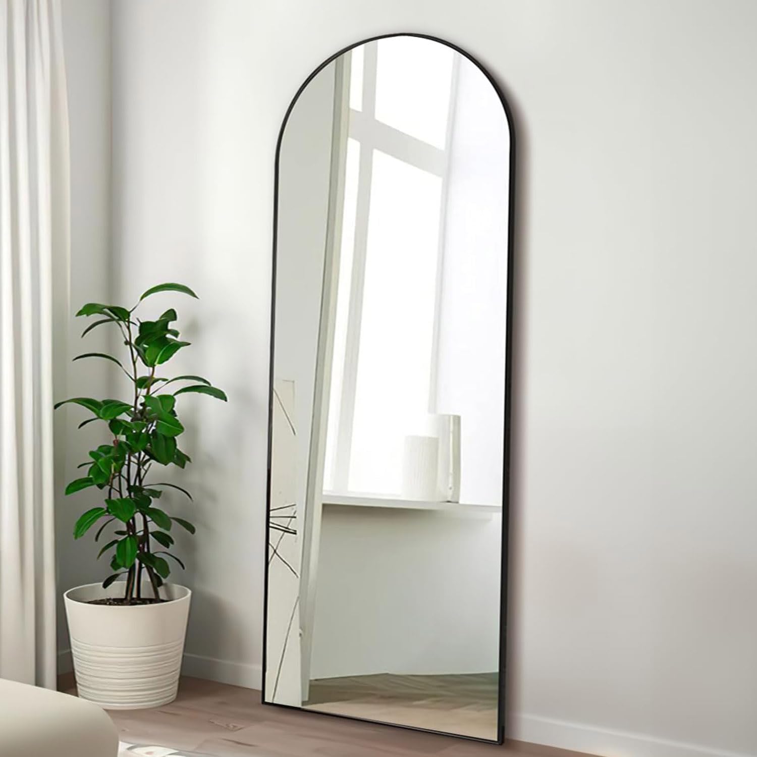 TinyTimes 64''x21'' Arched Full Length Mirror with Stand, Full Body Mirror, Mirrors Full Length Floor Freestanding, Wall Mounted Mirrors for Bedroom Living Room Cloakroom (Gold)