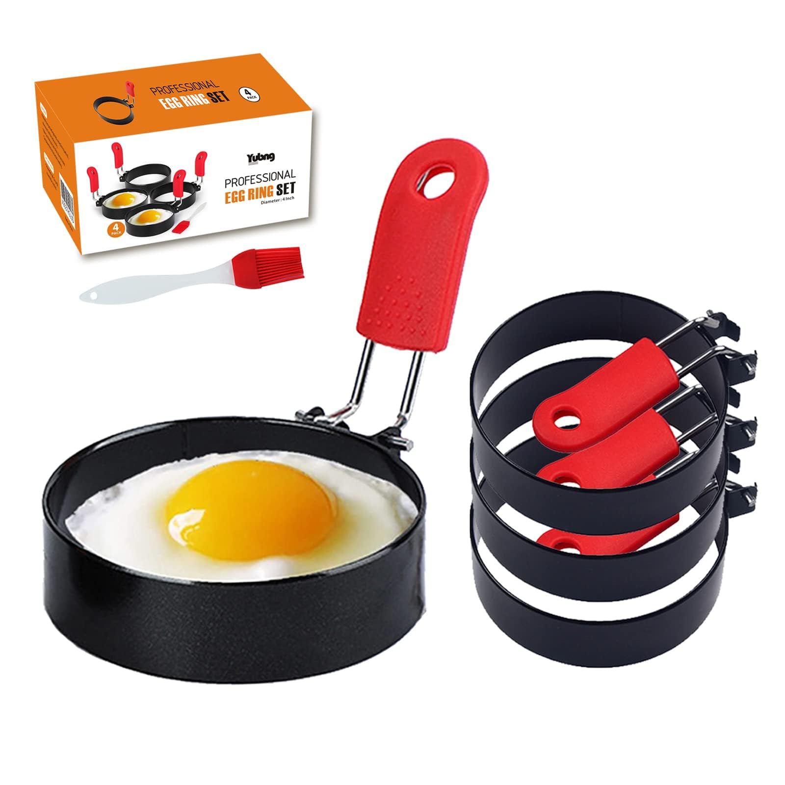 3.5 inch Egg Rings for Frying Eggs,4 Pack Non-Stick Egg Patty Maker, Pancake Mold for Indoor Camping Breakfast Sandwiches Egg Mcmuffins (4 pack, 3.5inch)