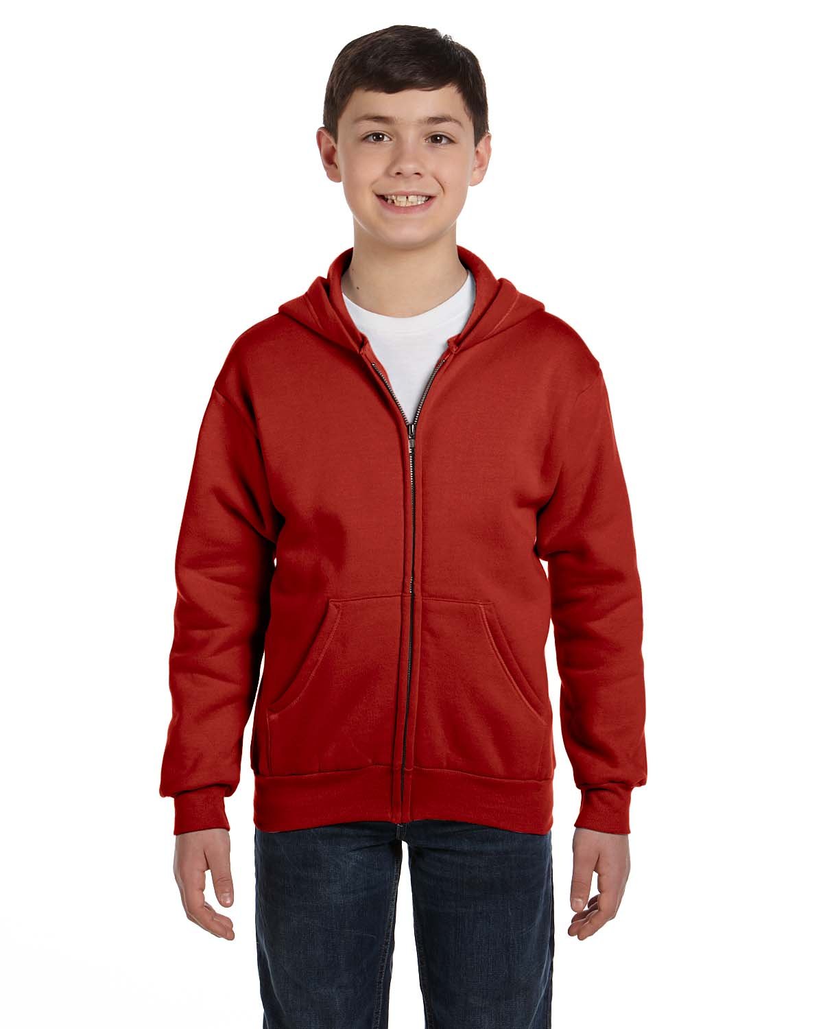 Hanes Boys' EcoSmart Full Zip Hooded Jacket, Navy, Large