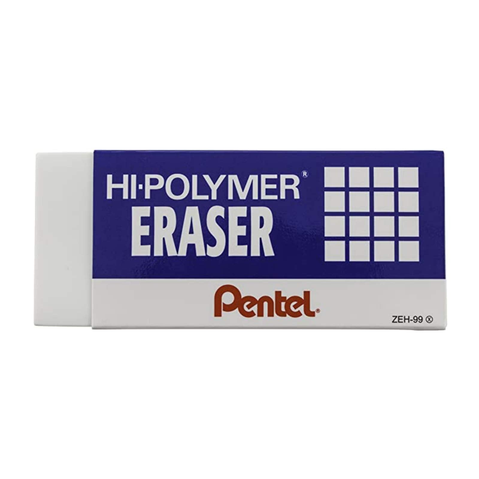 Pentel Arts Hi-Polymer White Cap Erasers, Pack of 10 (ZEH02PABP10)