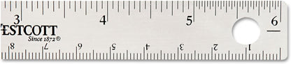 Westcott 10414 Stainless Steel Metal Ruler with Non-Slip Cork Base, 6 in
