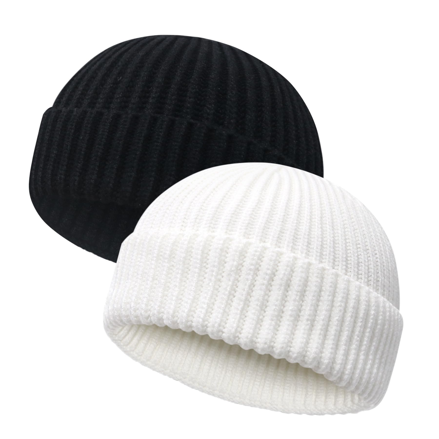 Wool Fisherman Beanies for Men Women Short Cuff Knit Beanie Winter Warm Hats Trawler Hat Stylish Watch Cap