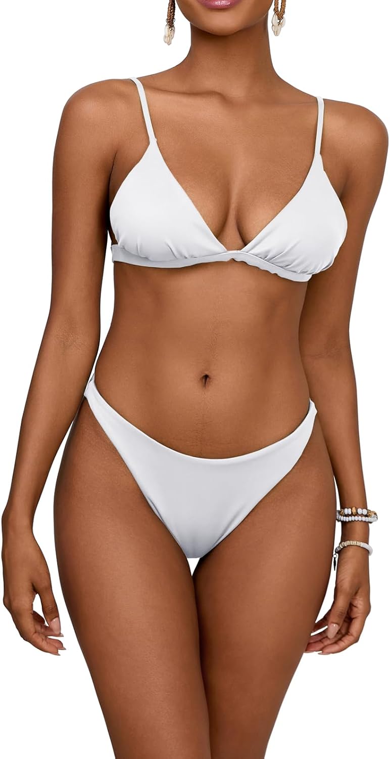 Thong Bikini Sets for Women Sexy Cross Criss Tie Back Triangle Bikini Cheeky High Cut Swimsuits 2 Piece