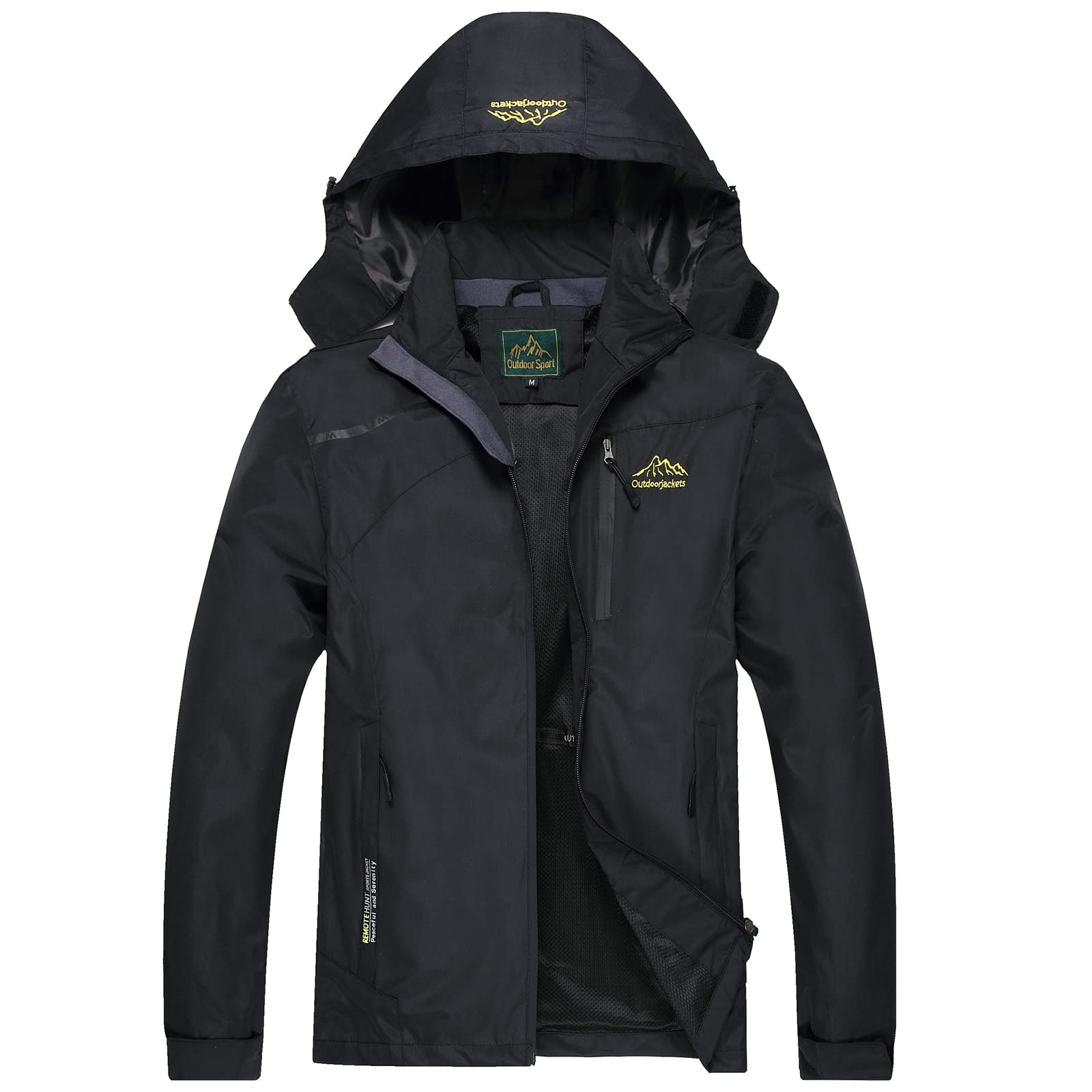 GIISAM Mens Windproof Jacket Waterproof Lightweight Mountain Sport Jacket for Men Hooded Windbreaker Raincoat