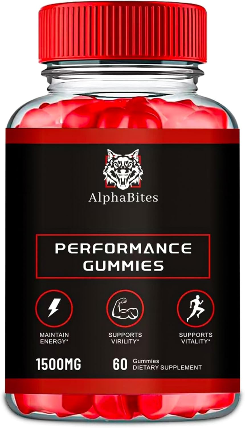 Alpha Bites Gummies, 60 Gummies, AlphaBites Advanced Formula Max Performance Gummies, All Natural Supplement Extra Strength, Alpha Growth and Overall Health Support