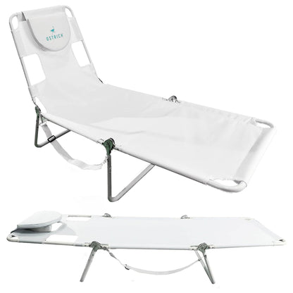 Ostrich Folding Beach Lounge Chair, Reclining Outdoor Chaise Lounger, Teal