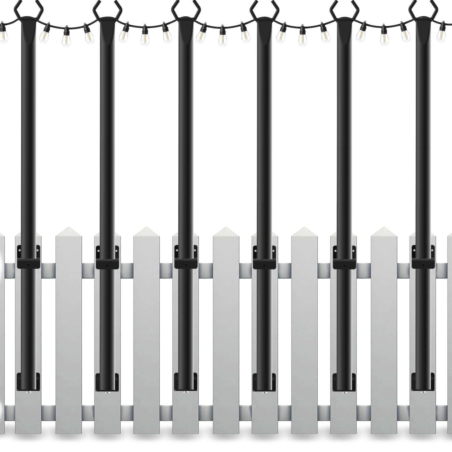 2 Pack String Light Poles,10 Ft Light Poles for Outside String Lights,Outdoor Lights Pole with Fork,Metal Poles Stand for Patio Deck Backyard