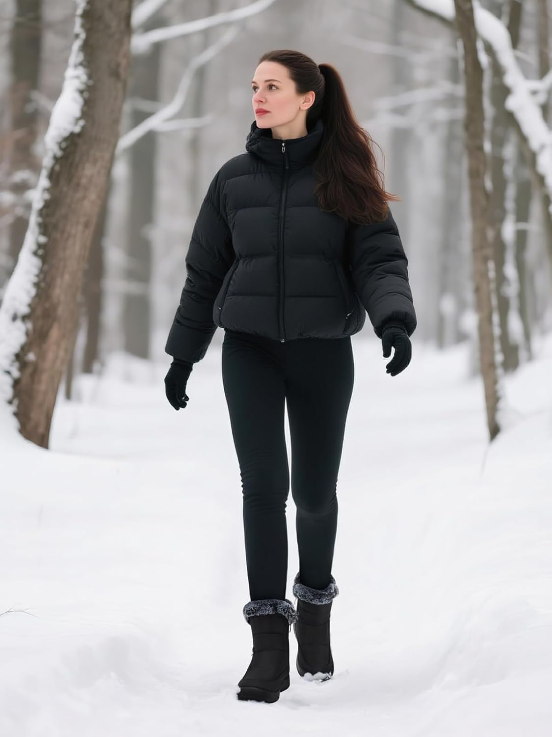 SHIBEVER Women's Snow Boots Winter: Waterproof Fur Lined Anti-Slip Ankle Booties Outdoor Comfortable Warm Women Snow Boot