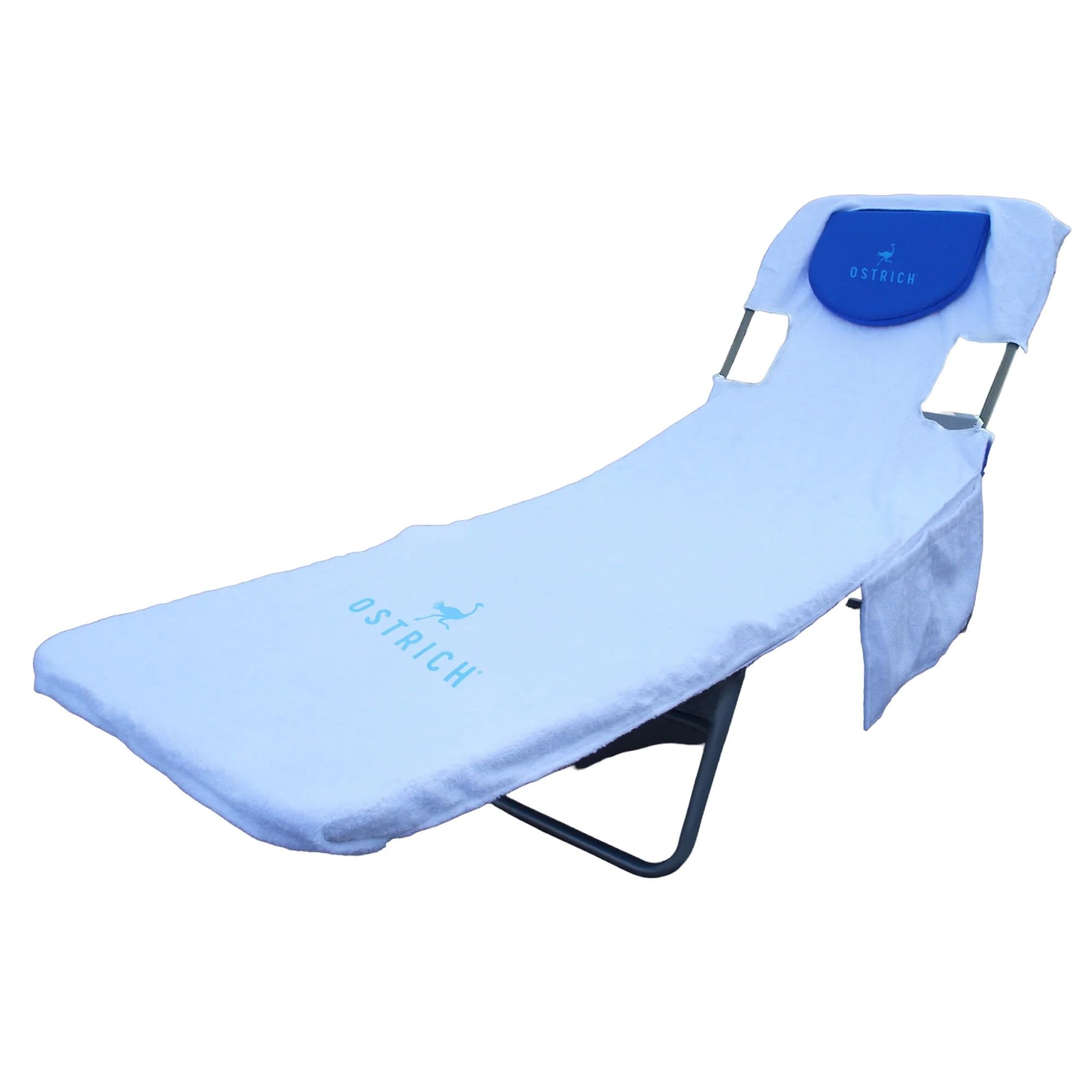 Ostrich Folding Beach Lounge Chair, Reclining Outdoor Chaise Lounger, Teal