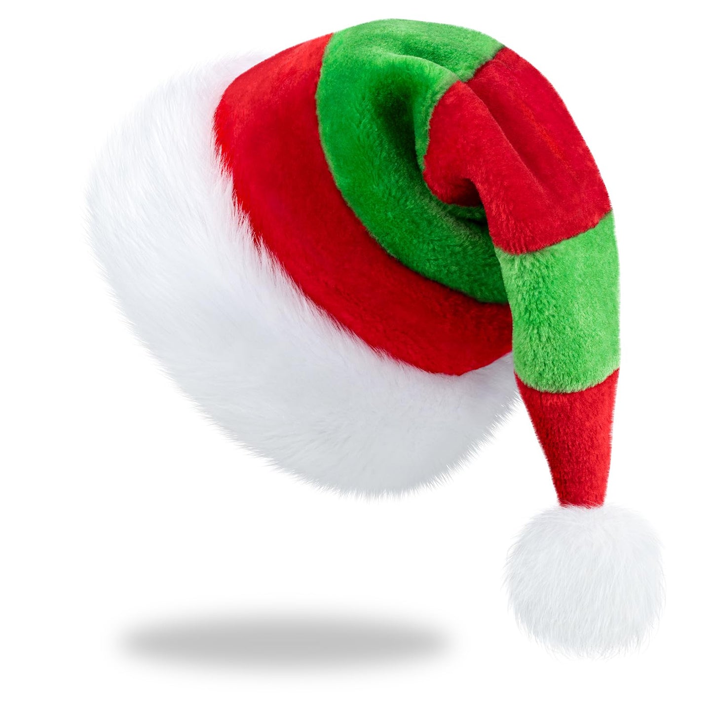 RJVW Christmas Santa Hat for Adults, Thicken Soft Velvet Comfort Classic Santa Claus Hat for New Year Party Headwear Holiday