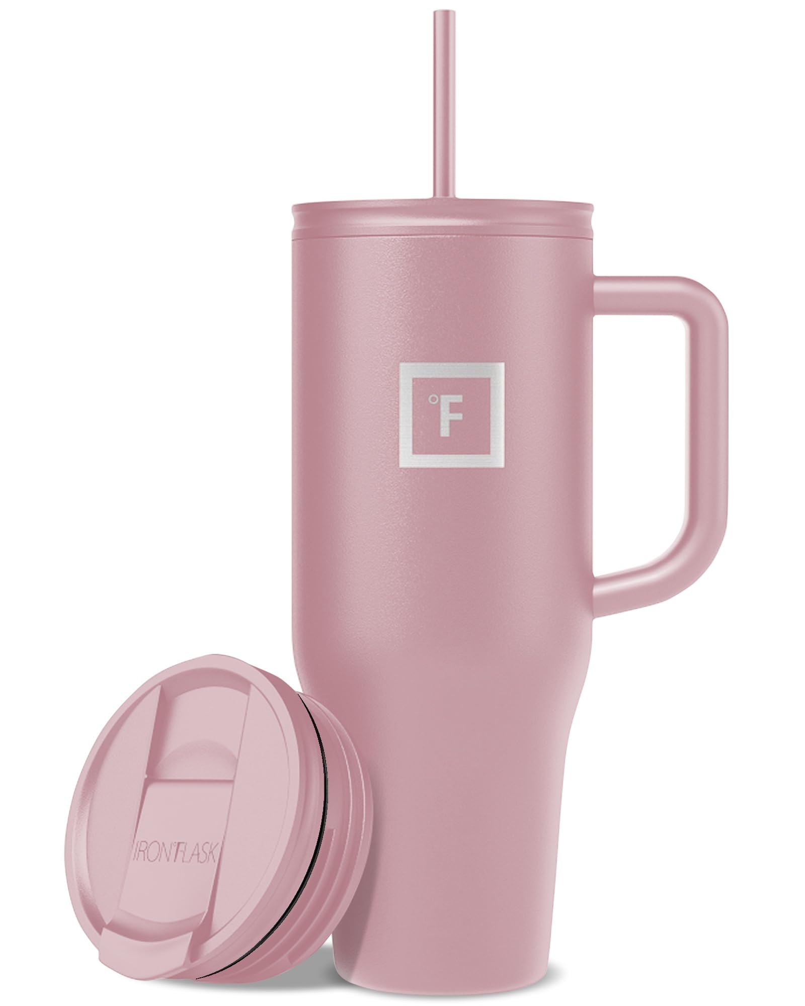 IRON °FLASK Co-Pilot Insulated Mug w/Straw & Flip Cap Lids - Cup Holder Bottle for Hot, Cold Drink - Leak-Proof - Water, Coffee Portable Travel Mug - Aurora, 40 Oz