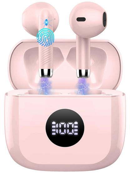 Wireless Earbuds, Bluetooth 5.4 Ear Buds LED Power Display Headphones Bass Stereo, Bluetooth Earbuds in-Ear Noise Cancelling Mic, 40H Playback Mini Case IP7 Waterproof Sports Earphones for Android iOS