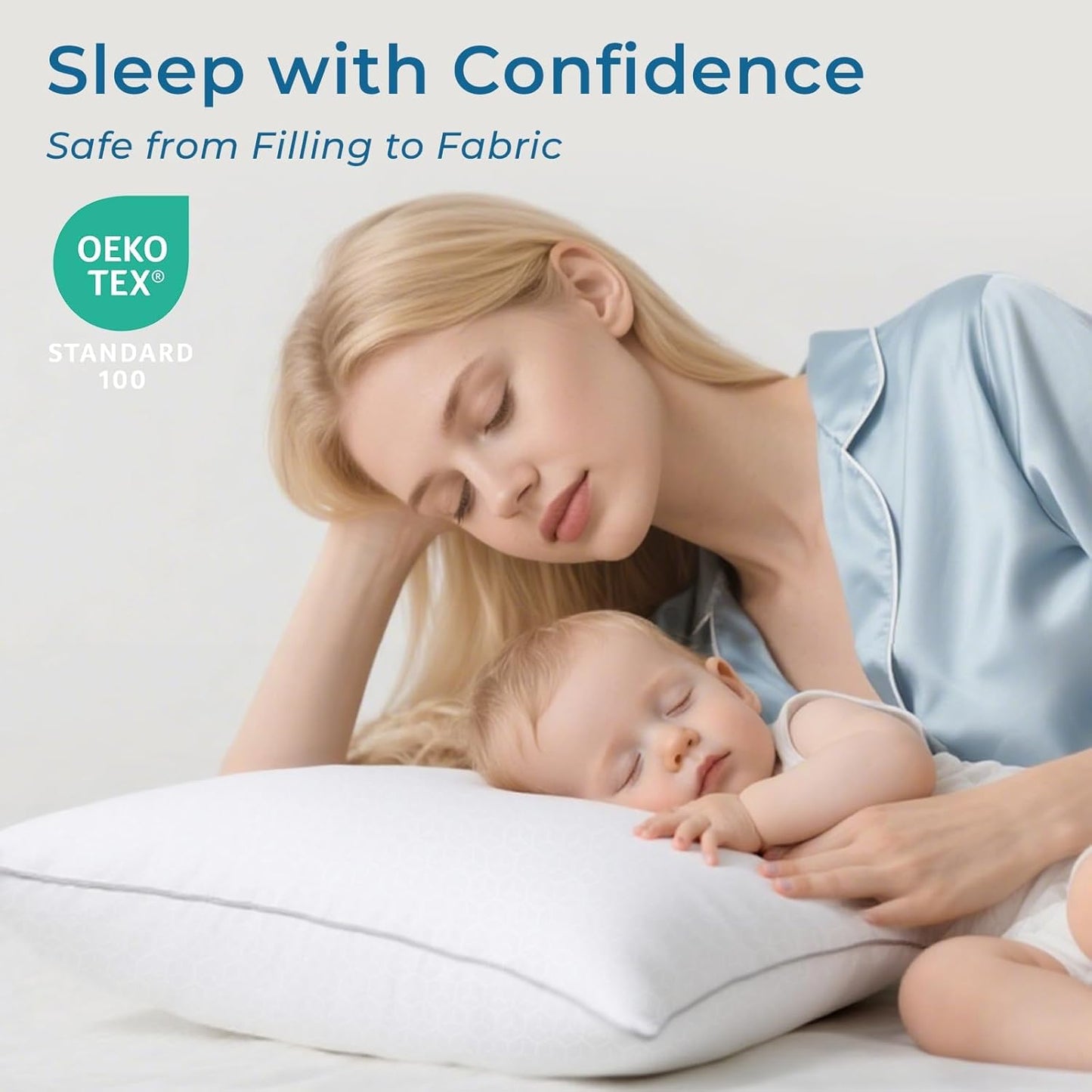 Sasttie Pillows Standard Size Set of 4, Full Size Bed Pillows for Side, Back, and Stomach Sleepers - Oeko-Tex Certified Down Alternative Plump Filling - Hotel Quality and Machine Washable, 4 Pack