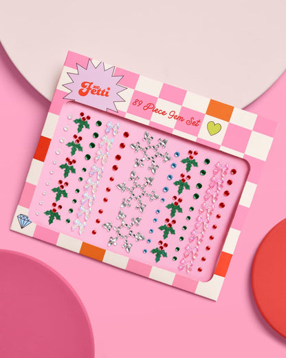 xo, Fetti Holiday Face Gems - 89 pcs. | Christmas Face Stickers, Snowflake Rhinestone Accessory, Winter Wonderland Party Decorations