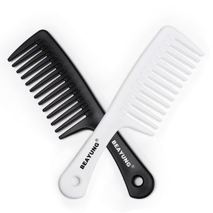 2PCS Large Wide Tooth Comb, Shower Combs, Hair comb for wet curly hair, Durable Hair Brush for Best Styling and Professional Hair Care(2Black)