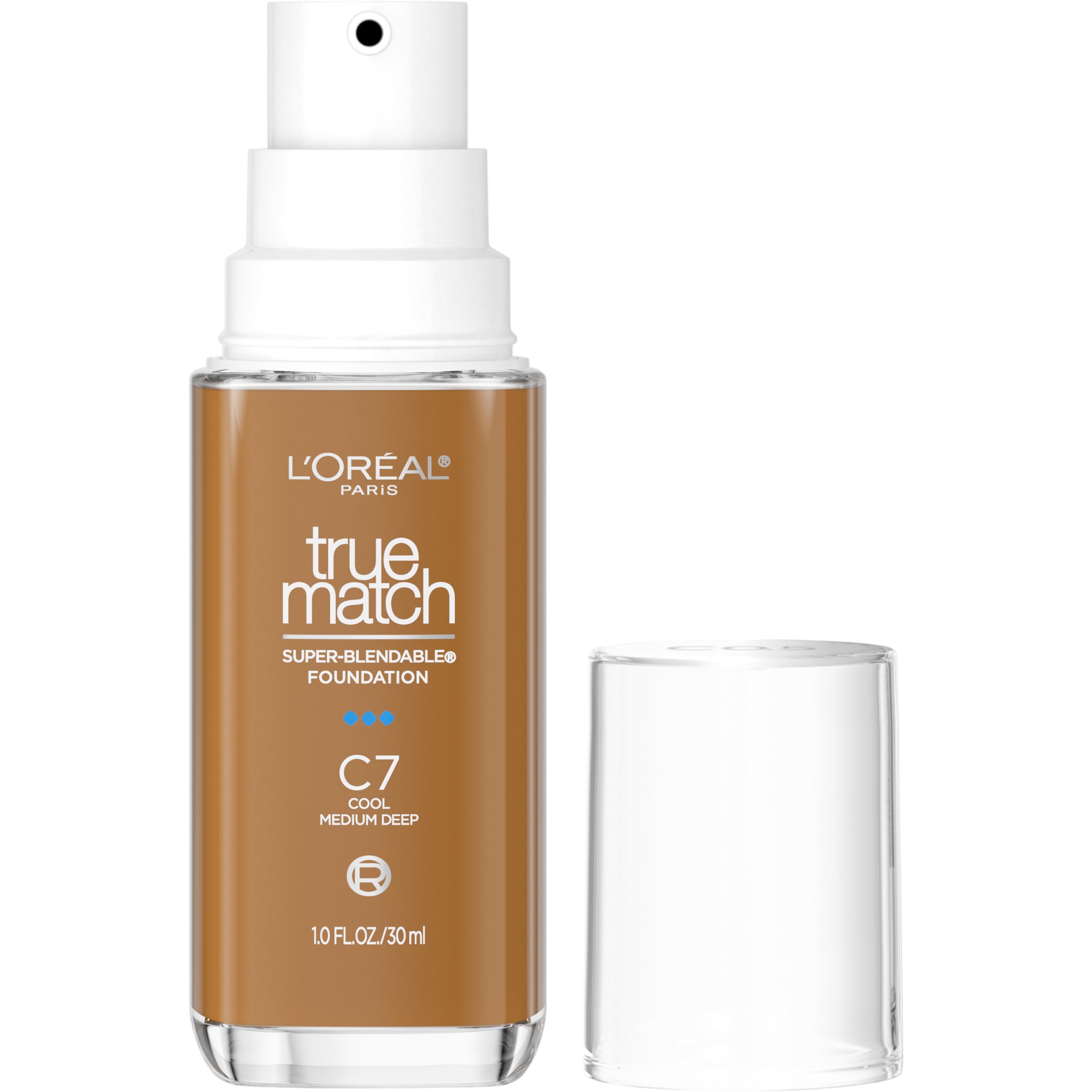 L'Oreal Paris True Match Super-Blendable Foundation, Medium Coverage Liquid Foundation Makeup, C3, Light Medium, 1 Fl Oz