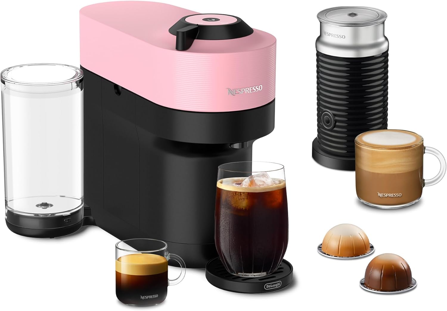 Nespresso Vertuo Pop+ Coffee and Espresso Maker by De'Longhi with Milk Frother, Candy Pink