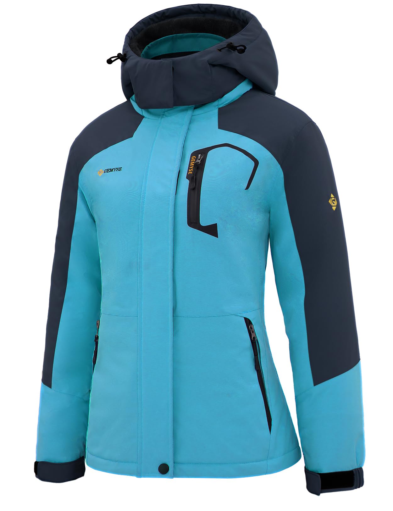 GEMYSE Women's Ski Snow Jacket Warm Winter Waterproof Coat Snowboard Rain Jacket Hooded Windproof Windbreaker