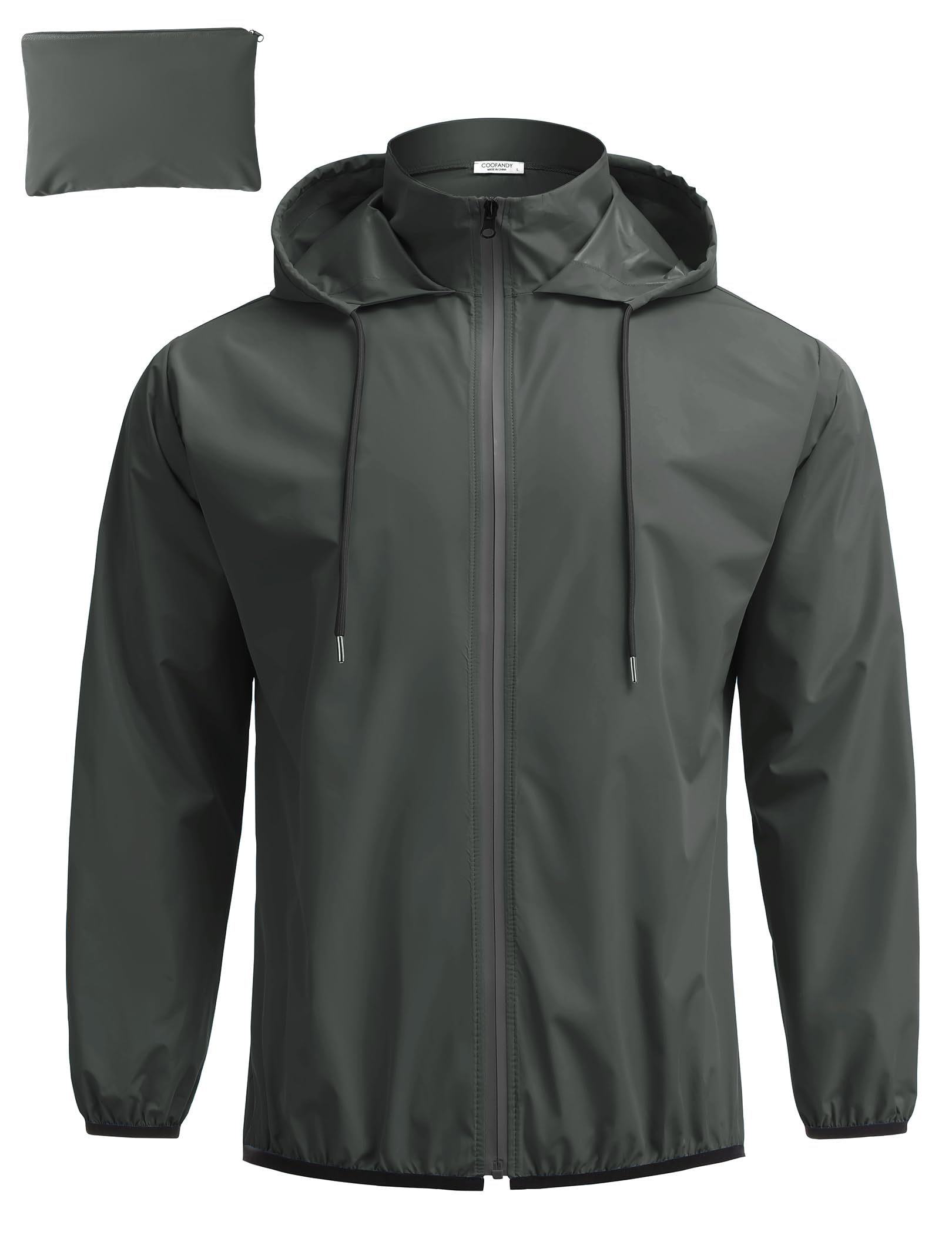 COOFANDY Men's Packable Rain Jacket Lightweight Waterproof Raincoat with Hood Travel Hiking Golf Windbreaker