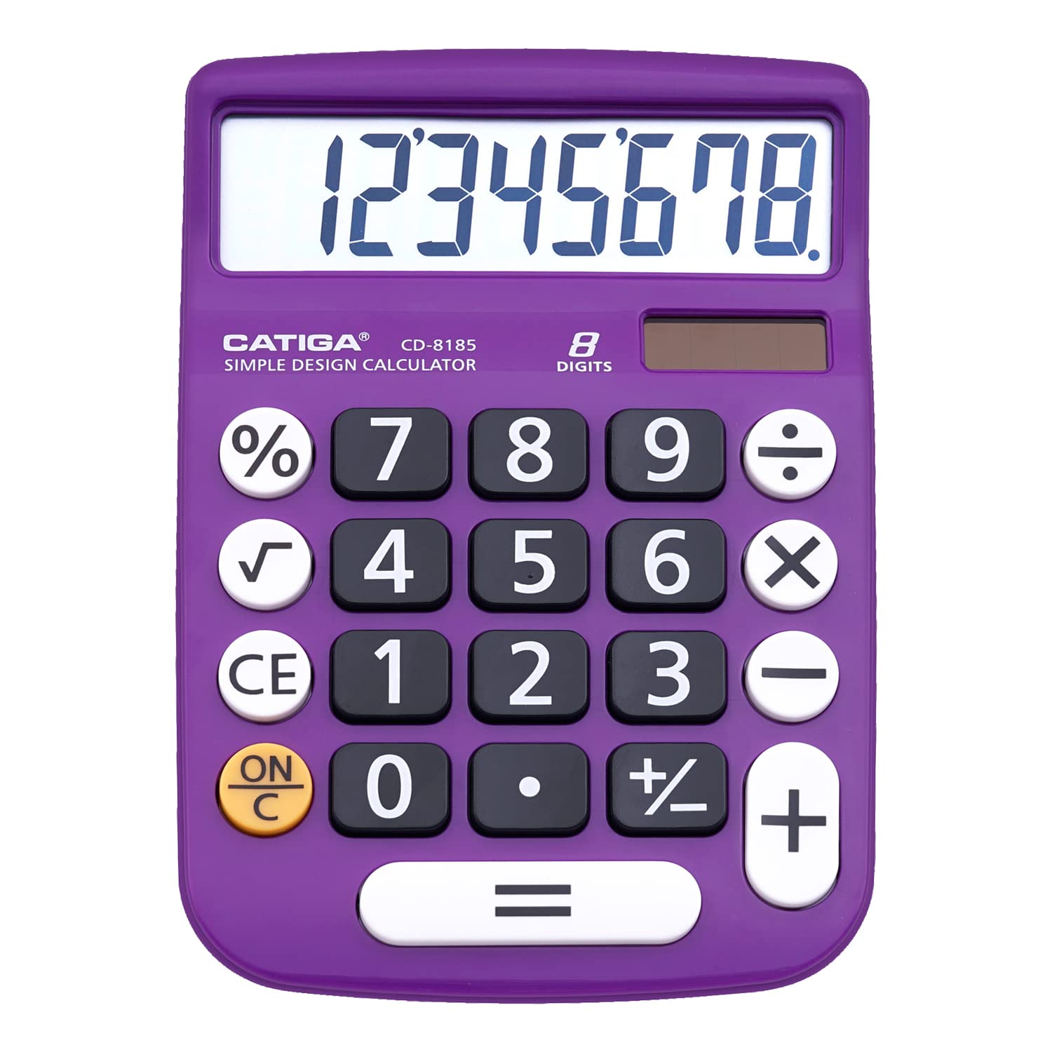 CATIGA Desktop Calculator 8 Digit with Solar Power and LCD Display, Big Buttons, for Home, Office, School, Class and Business, 4 Function Small Basic Calculators for Desk, CD-8185