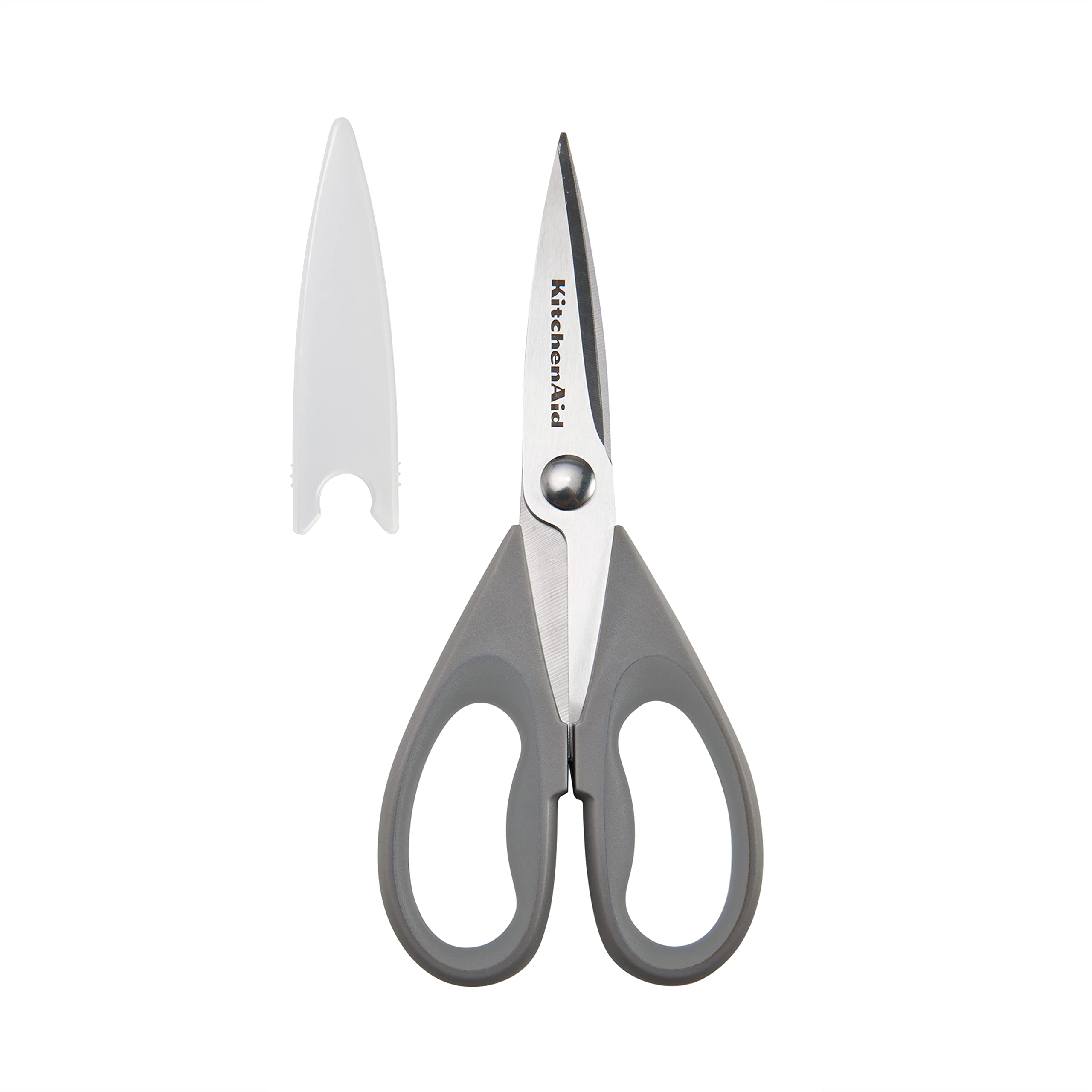 KitchenAid All Purpose Kitchen Shears with Protective Sheath Durable Stainless Steel Scissors, Dishwasher Safe, Soft Grip Comfort Handle, 8.72 Inch, Black