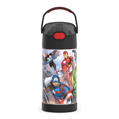 THERMOS FUNTAINER Water Bottle with Straw - 12 Ounce - Kids Stainless Steel Vacuum Insulated Water Bottle with Lid, Bluey