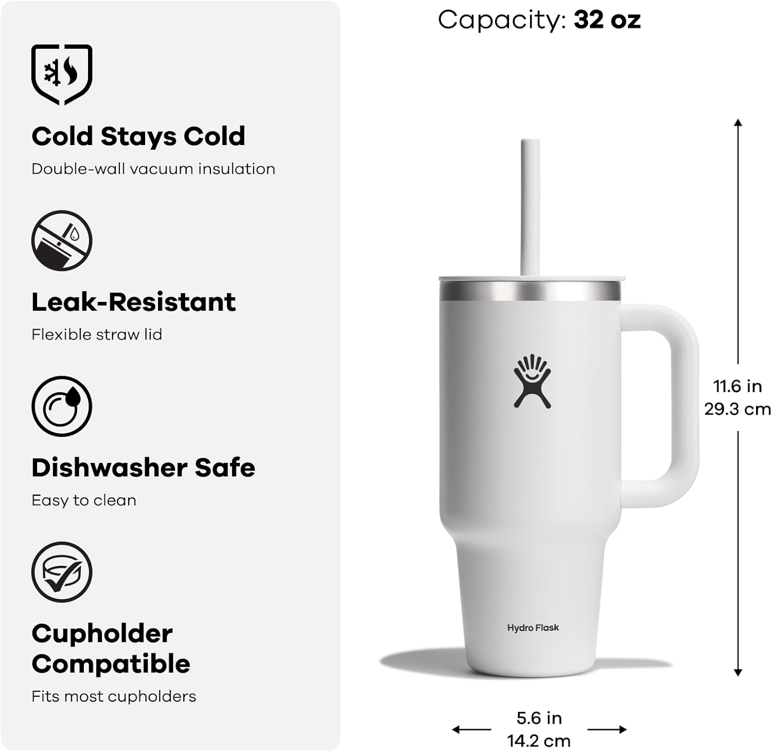 Hydro Flask 32 Oz Travel Tumbler with Handle, Lid and Straw - Insulated Stainless Steel in Holiday Punch