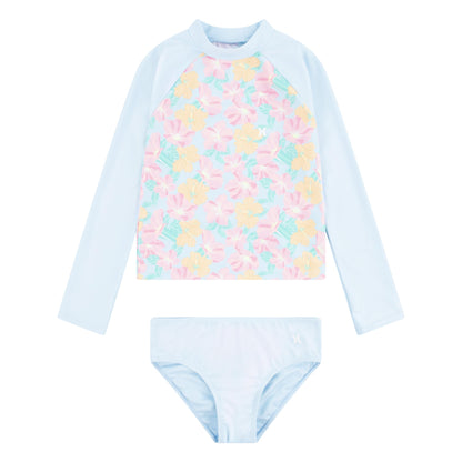 Hurley Girls Long Sleeve Rash Guard 2-Piece Swimsuit