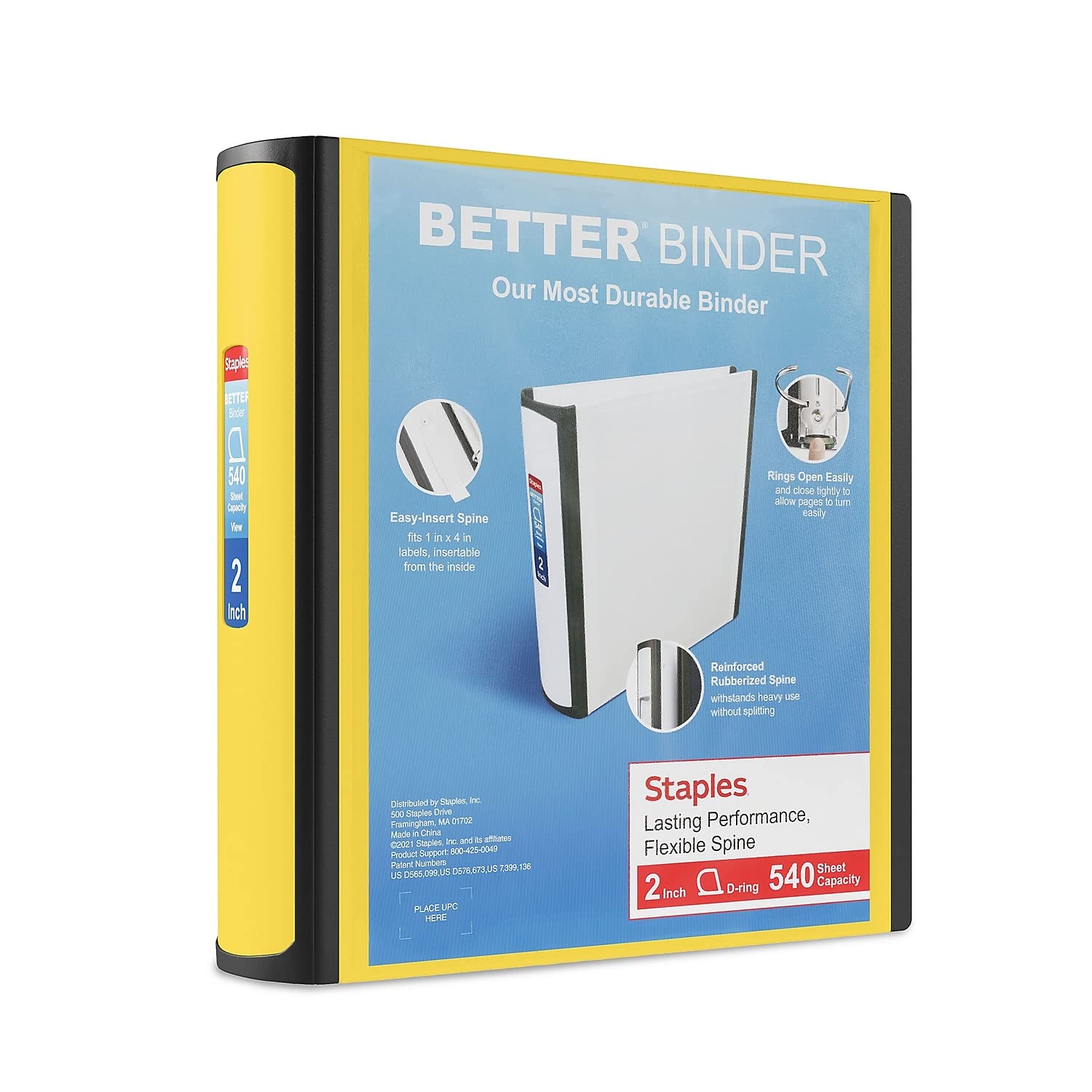 STAPLES 3 Inch BetterView Binder with D-Rings (Teal)
