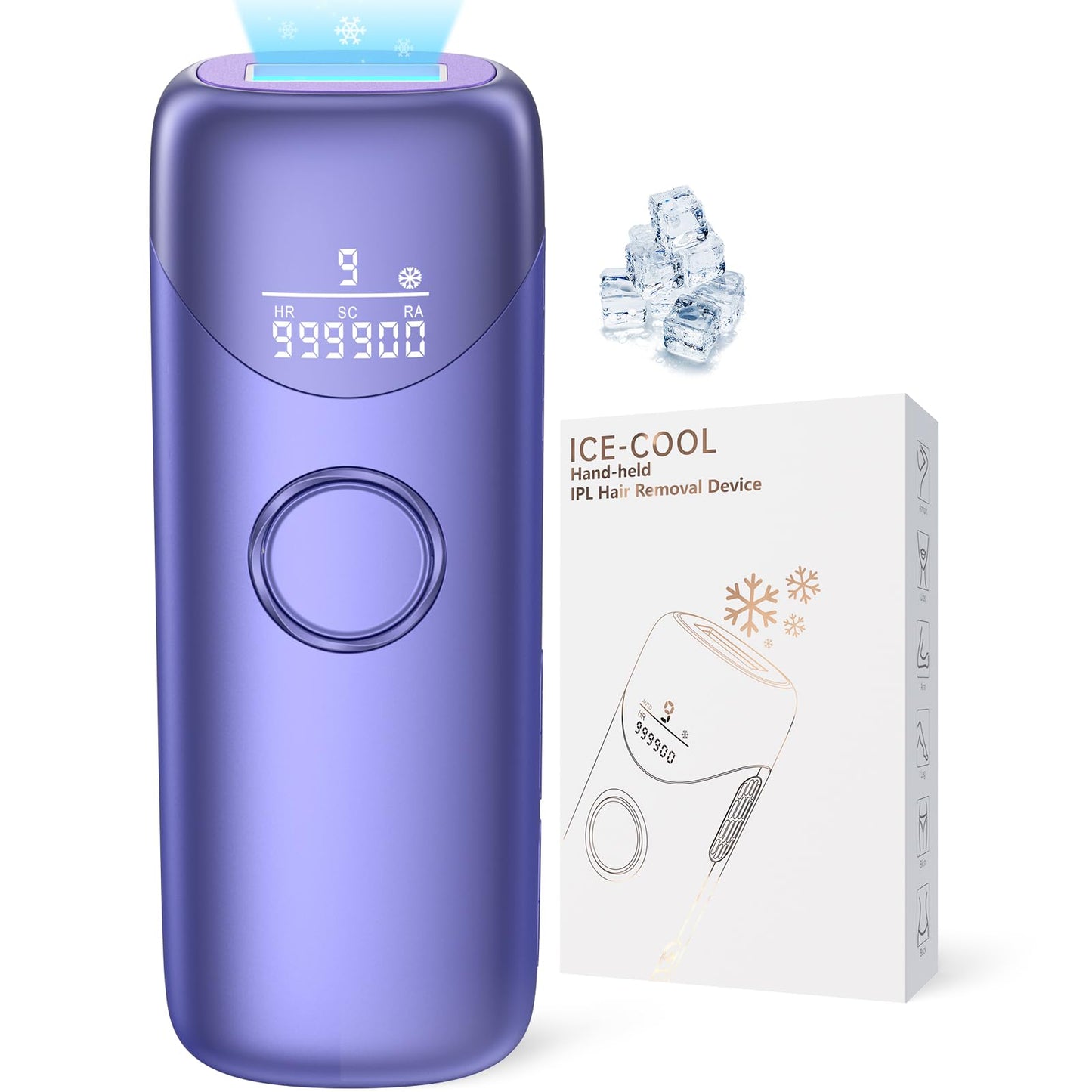 Laser Hair Removal Ubroo IPL Hair Removal Device with 5℃ Ice Cooling, 3 In 1 Painless Hair Removal For Women Men Permanent Face Body Beauty Care (Blue)
