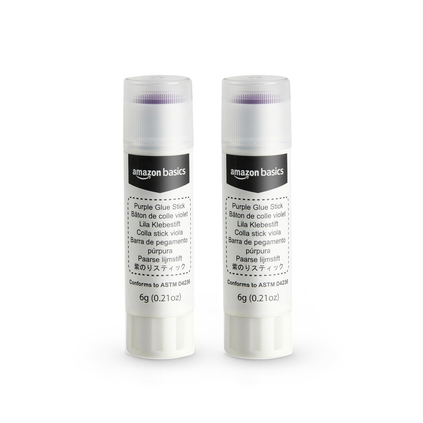 Amazon Basics Purple Washable School Glue Sticks, Dries Clear, 0.24-oz Stick, 30-Pack