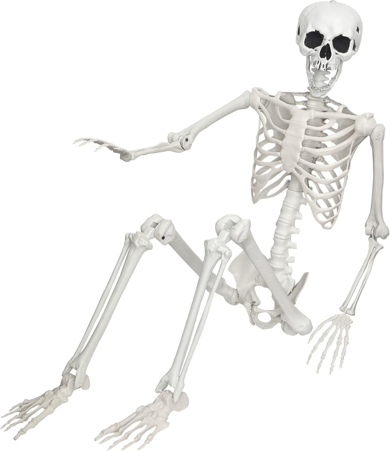5.4Ft/165cm Skeleton Decor,Halloween Skeleton Life Size Skeleton Realistic Plastic Human Bones with Movable Joints for Halloween Dia de Los Muertos Decoration (Gray, 5.4ft)