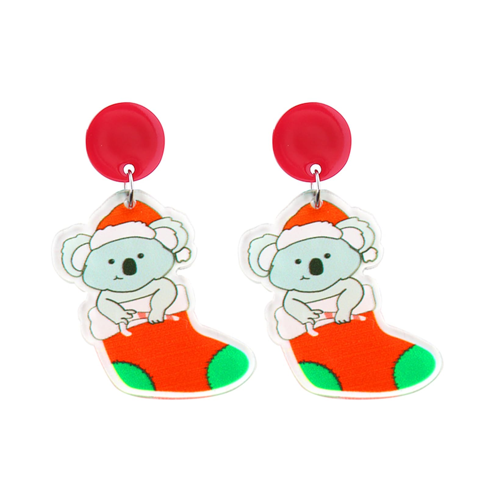 Christmas Earrings For Women Cute Colorful Acrylic Christmas Santa Claus HO HO HO Tree Gingerbread Man Dangle Drop Holiday Earrings Decoration Christmas Jewelry Gifts